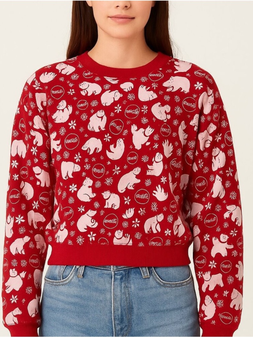Coca-Cola Wildfox Polar Bear Snowflake Holiday Sweatshirt Red Size M